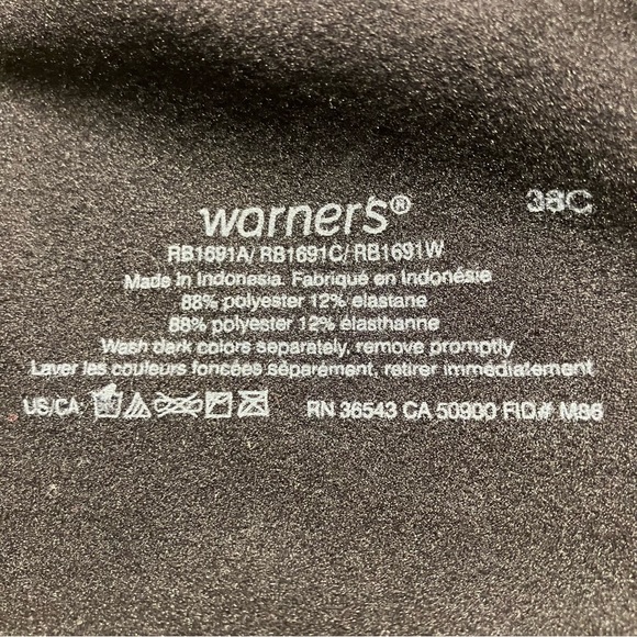 Warner's Black Full Coverage Back Smoother Cloud 9 Underwire Bra, 38C - Picture 7 of 11